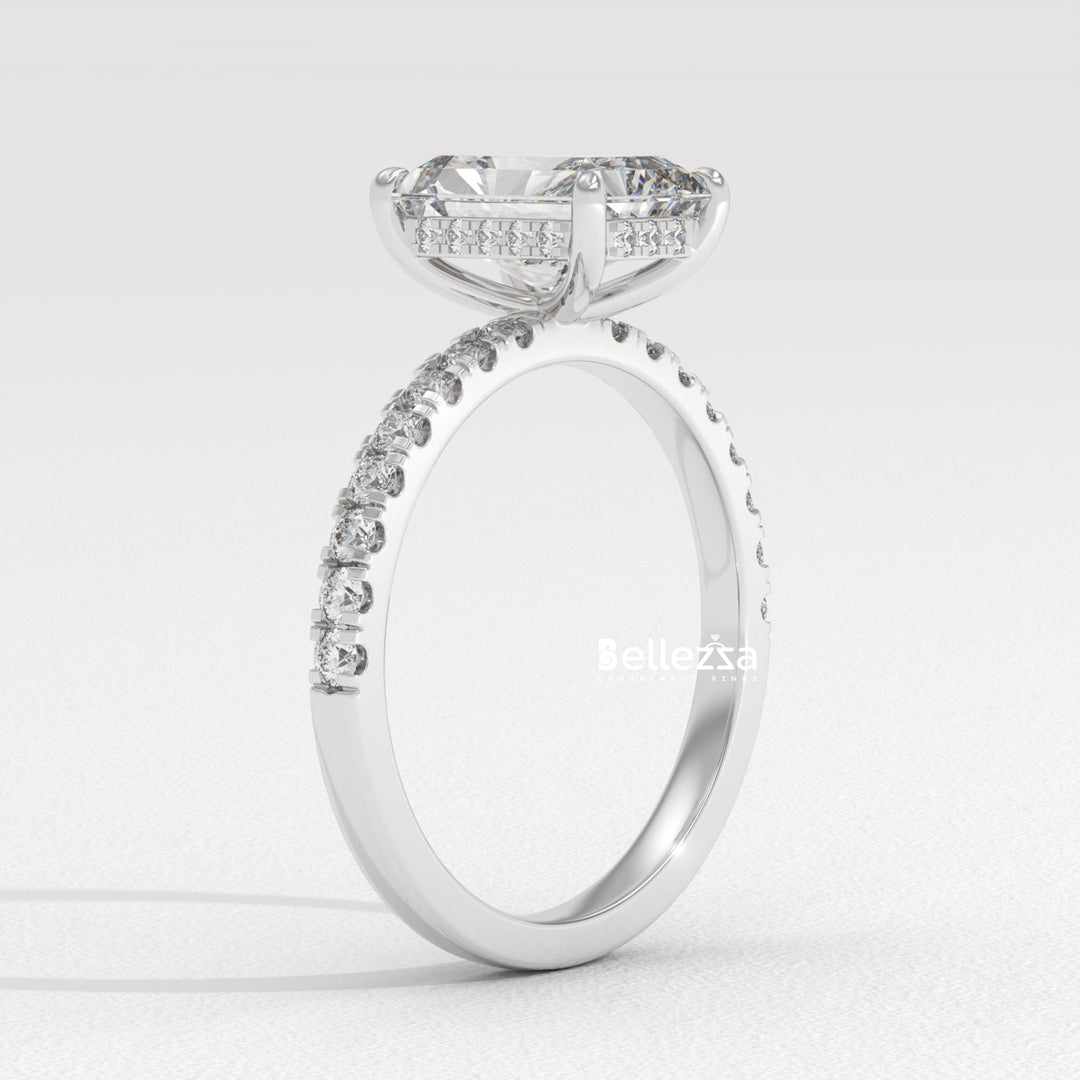 2.0-3.0CT Radiant Diamond Pave Setting Lab Grown Engagement Ring