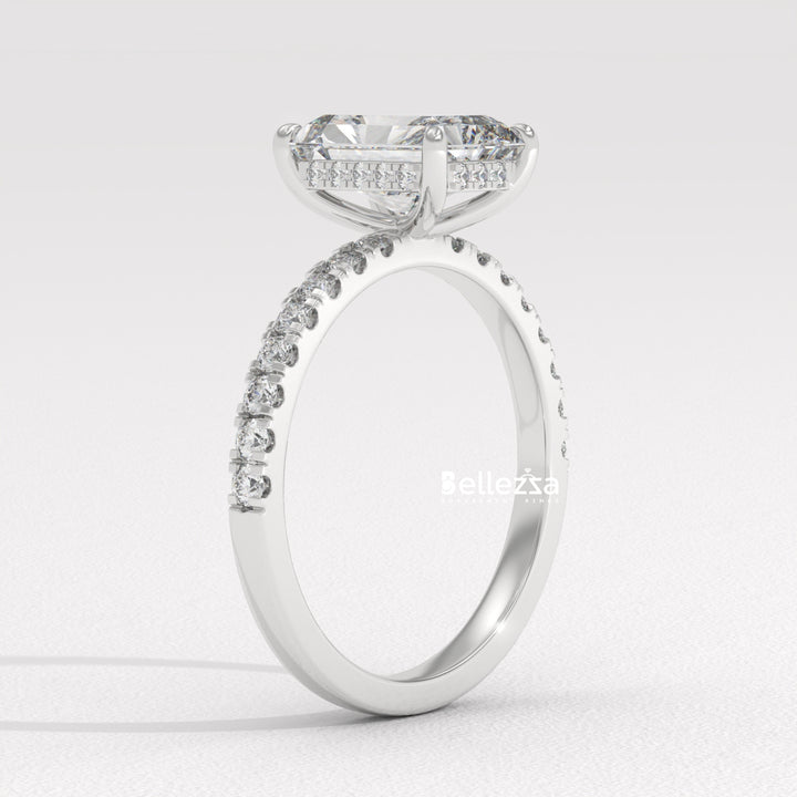 2.0-3.0CT Radiant Diamond Pave Setting Lab Grown Engagement Ring