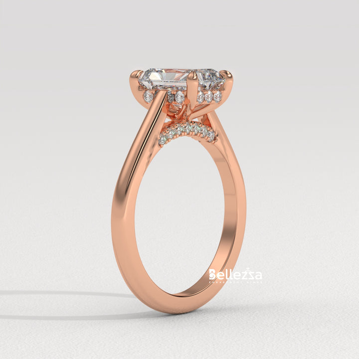 1.50-2.50CT Radiant  Cut Hidden Halo Lab Grown Engagement Ring