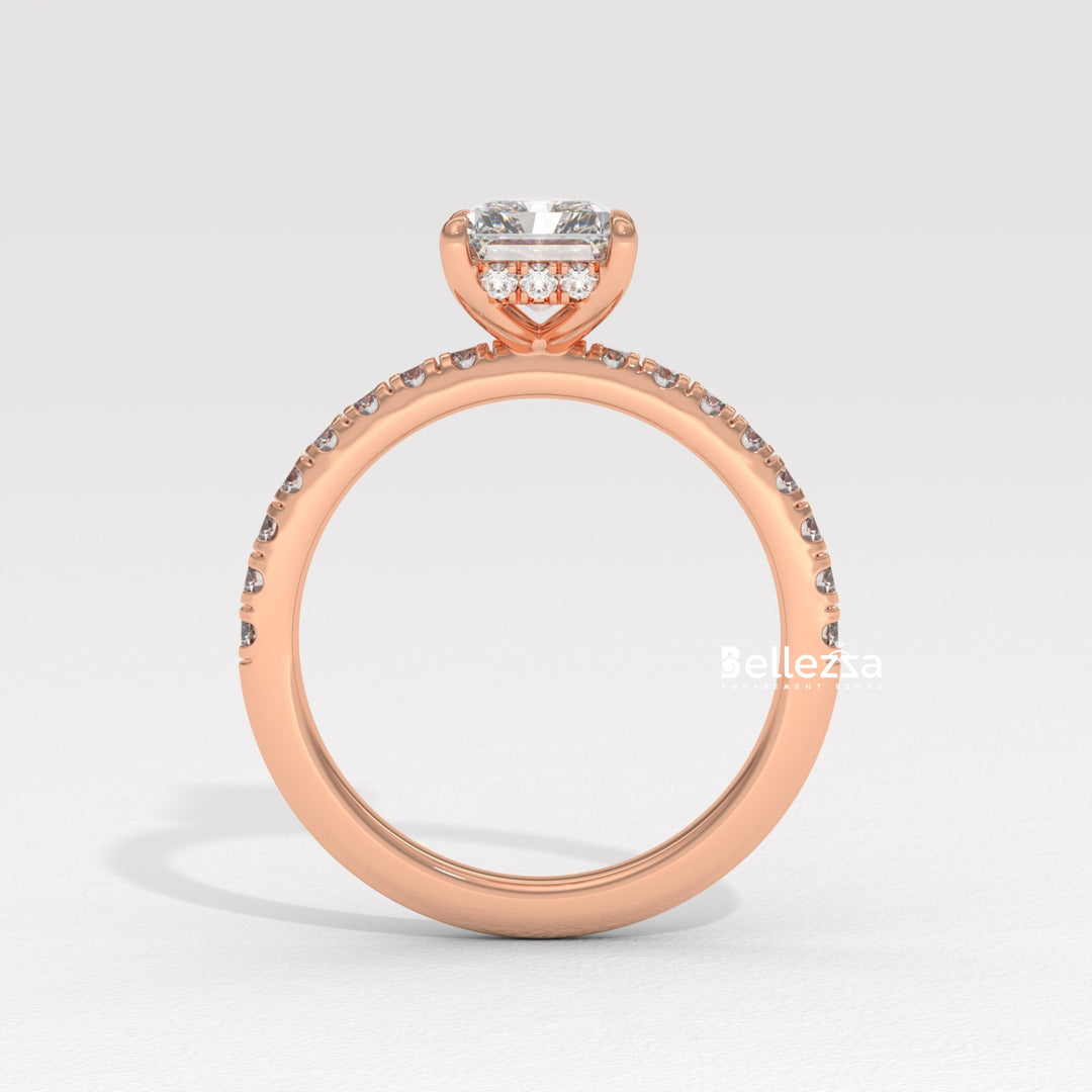 1.50-2.50CT Radiant Cut Hidden Halo Lab Grown Engagement Ring