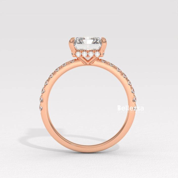 2.50-3.50 CT Radiant Diamond Pave Setting Lab Grown Engagement Ring