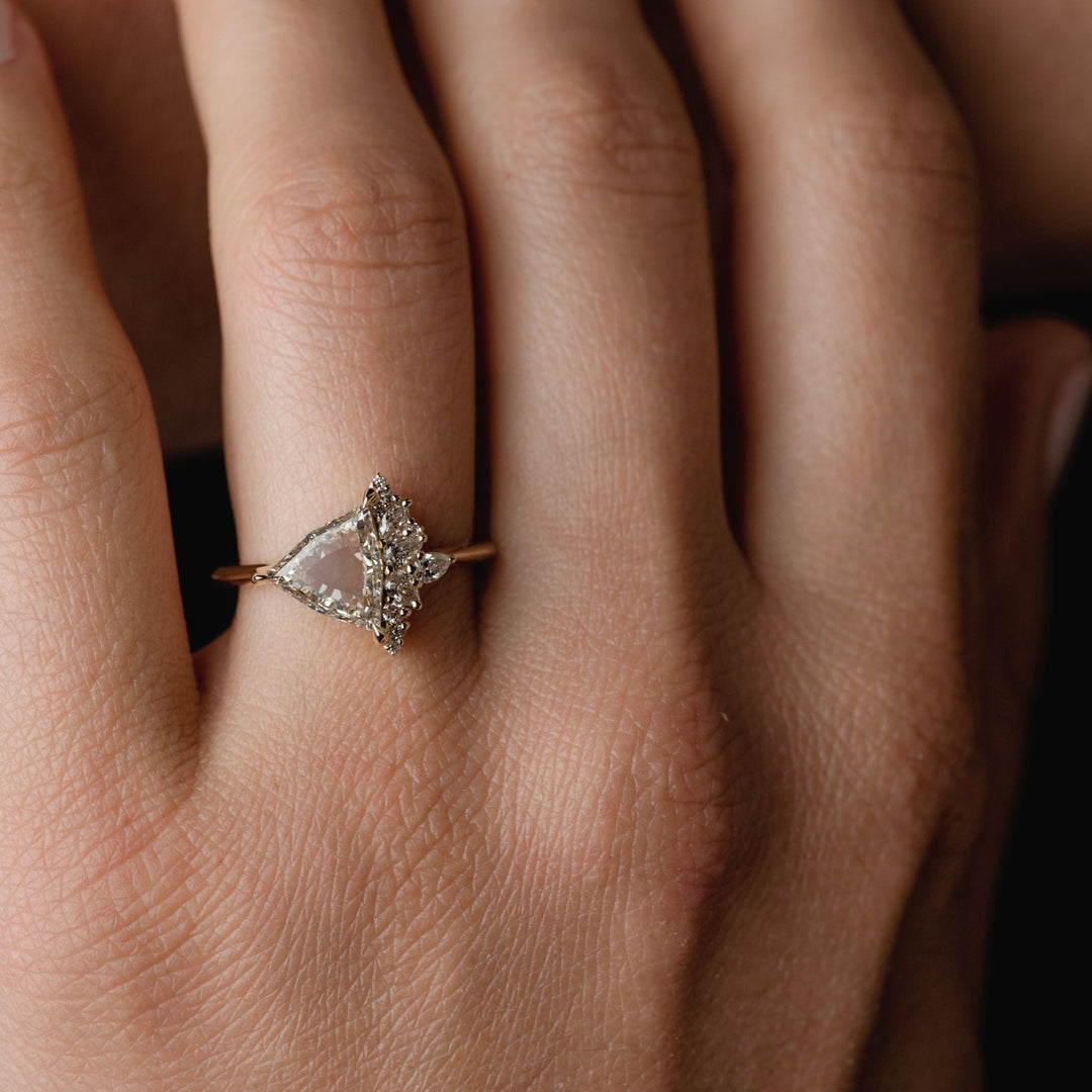 1.50CT Trillion Portrait Cut Cluster Setting Lab Grown Engagement Ring