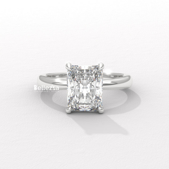 2.0-2.50CT Radiant Cut Hidden Halo Lab Grown Engagement Ring