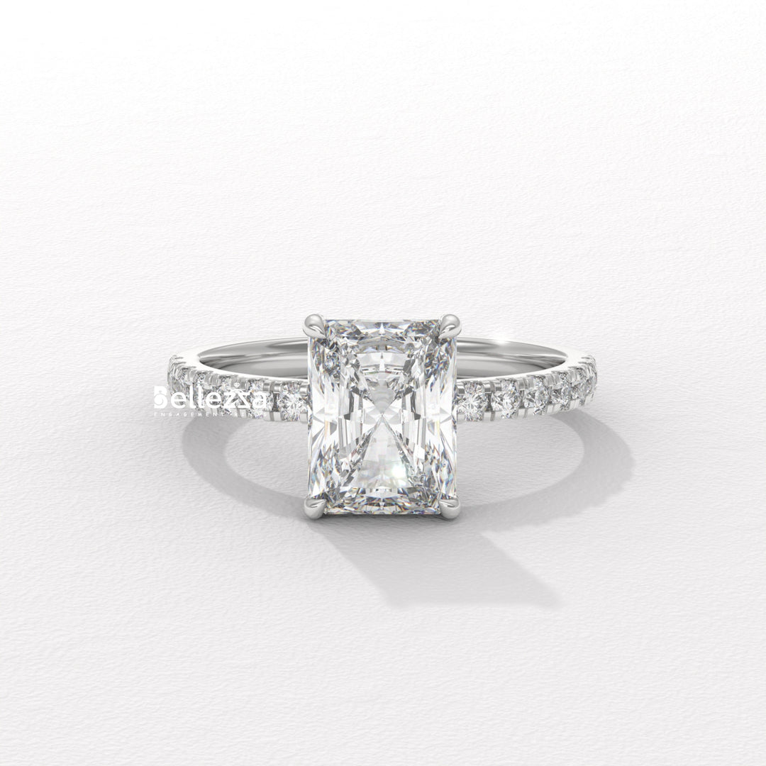 2.0-3.0CT Radiant Diamond Pave Setting Lab Grown Engagement Ring