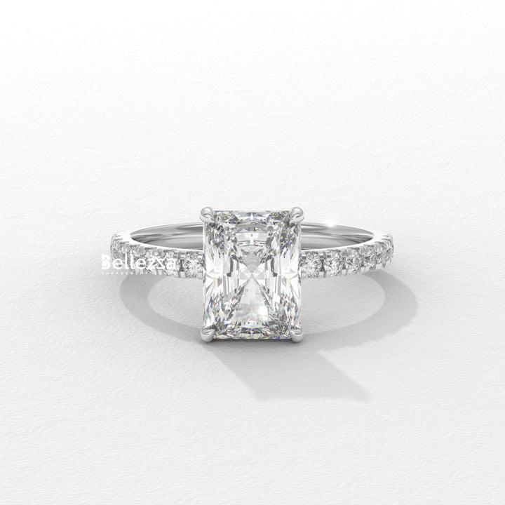 2.0-3.0CT Radiant Diamond Pave Setting Lab Grown Engagement Ring