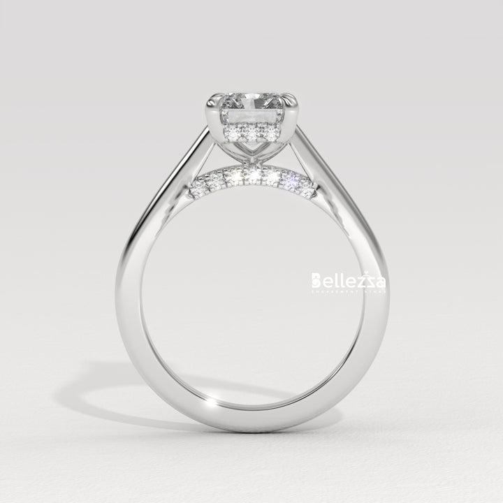 1.50-2.50CT Radiant  Cut Hidden Halo Lab Grown Engagement Ring