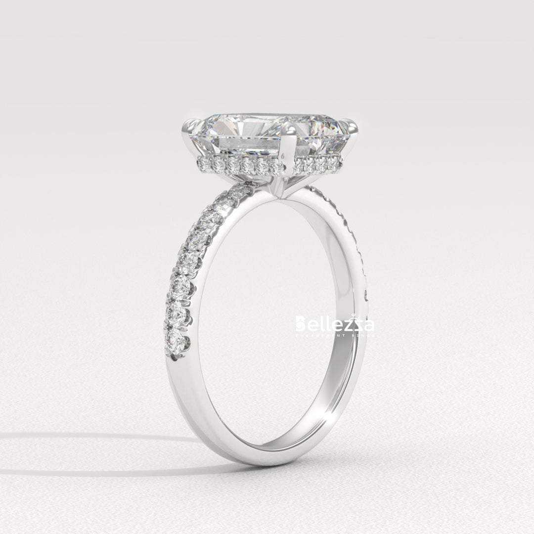 2.50-3.50 CT Radiant Diamond Pave Setting Lab Grown Engagement Ring