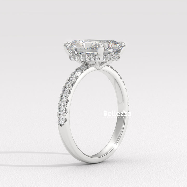 2.50-3.50 CT Radiant Diamond Pave Setting Lab Grown Engagement Ring