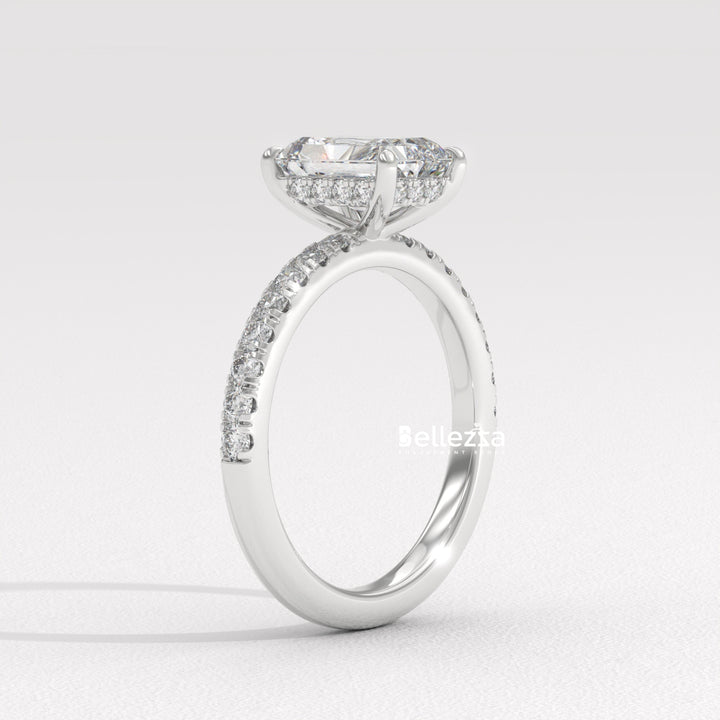 1.50-2.50CT Radiant Cut Hidden Halo Lab Grown Engagement Ring