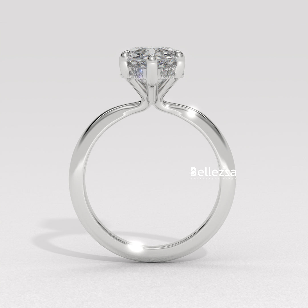 1.50-2.50CT Pear Cut Hidden Halo Lab Grown Engagement Ring