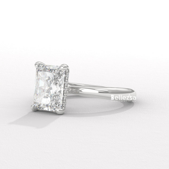 2.0-2.50CT Radiant Cut Hidden Halo Lab Grown Engagement Ring