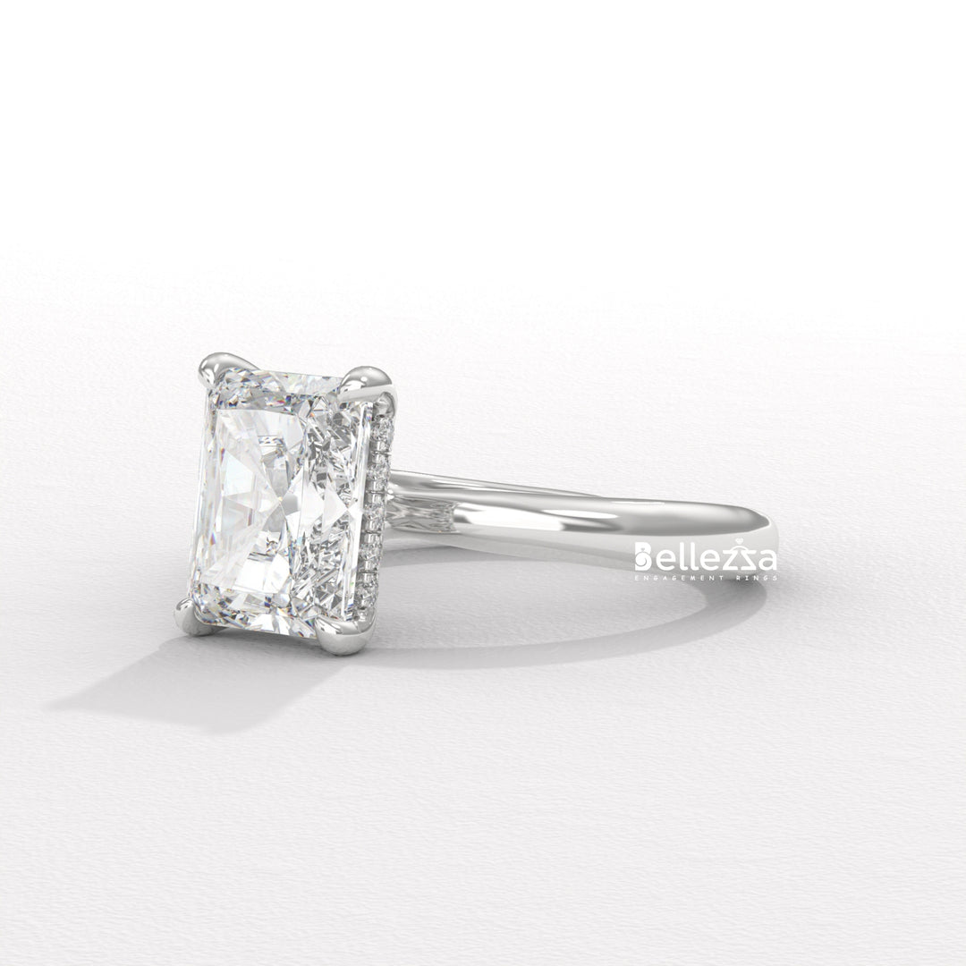 1.50-2.50CT Radiant  Cut Hidden Halo Lab Grown Engagement Ring