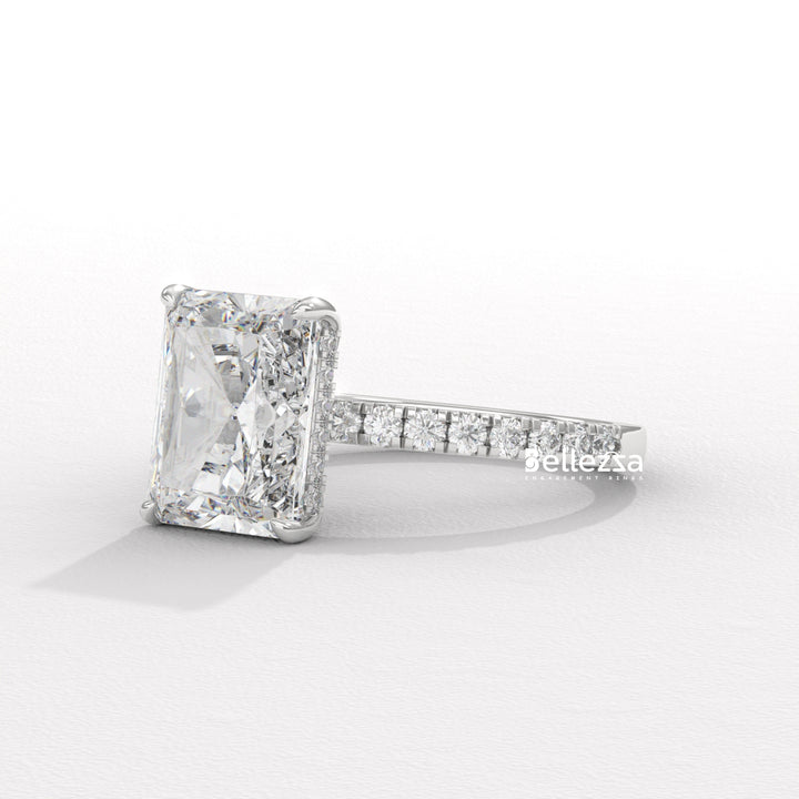 2.50-3.50CT Radiant Diamond Hidden Halo Lab Grown Engagement Ring