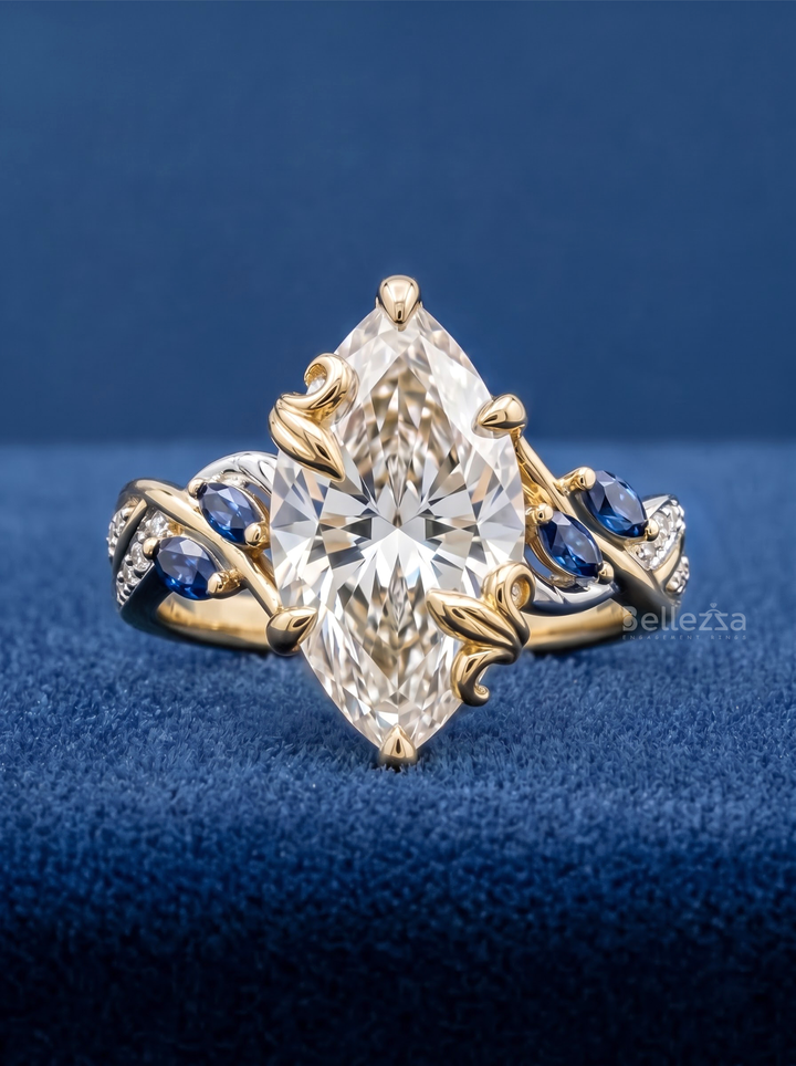 3.0CT Marquise Lab Grown Diamond Vine Band Unique Engagement Ring
