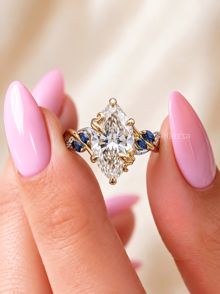 3.0CT Marquise Lab Grown Diamond Vine Band Unique Engagement Ring