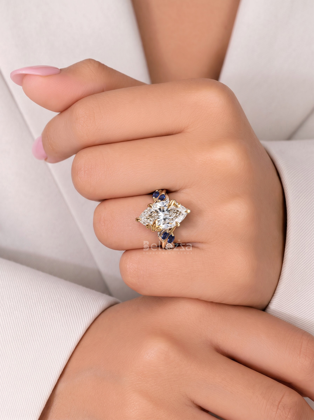 3.0CT Marquise Lab Grown Diamond Vine Band Unique Engagement Ring