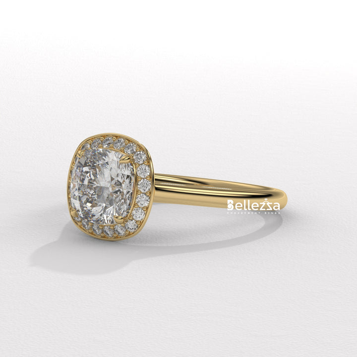 1.50-2.50CT Cushion Cut CVD Diamond Halo Setting Engagement Ring