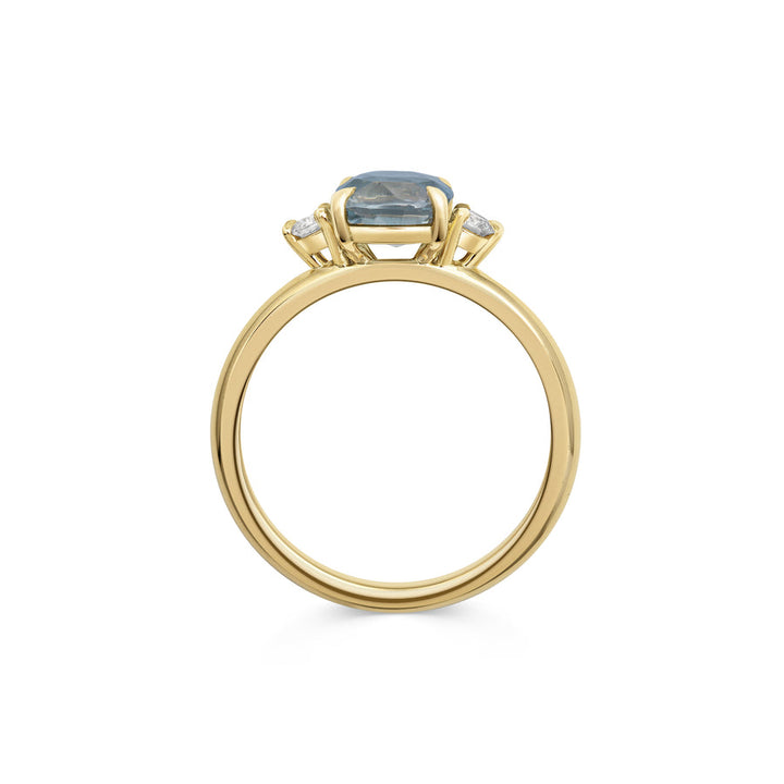 1.50CT Light Blue Cushion Cut Three Stone Lab Grown Engagement Ring