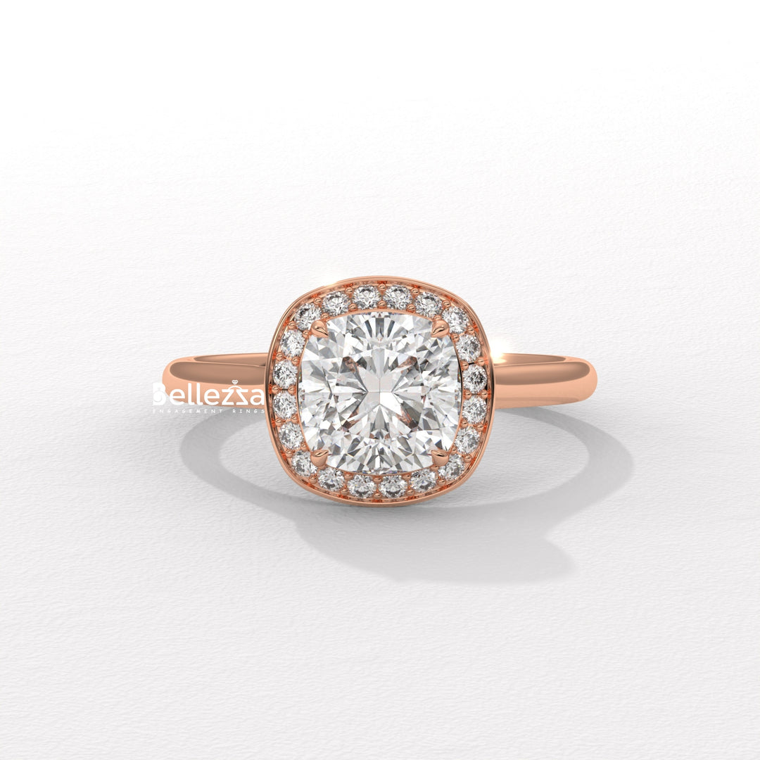 1.50-2.50CT Cushion Cut CVD Diamond Halo Setting Engagement Ring