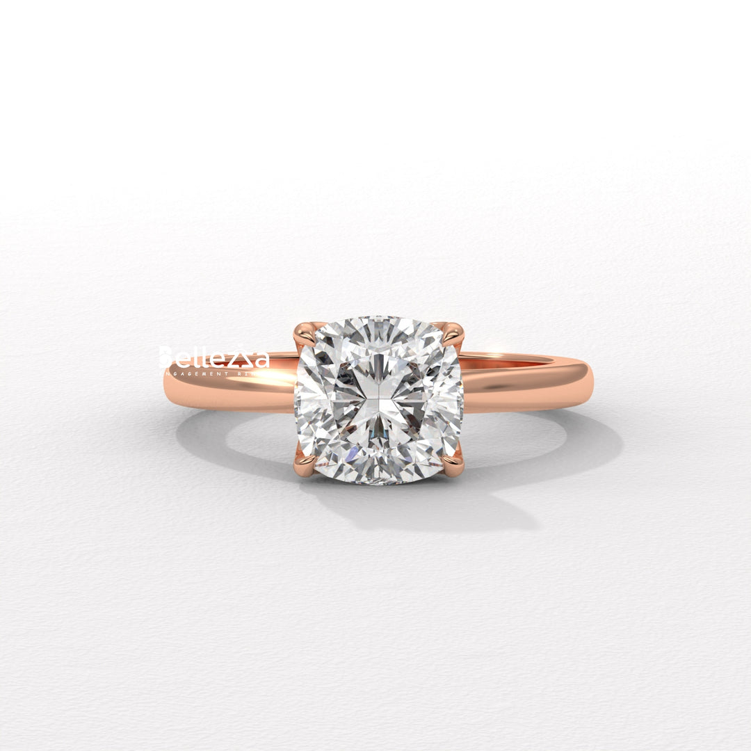1.0-2.0CT Cushion Diamond Solitaire Setting Lab Grown Engagement Ring