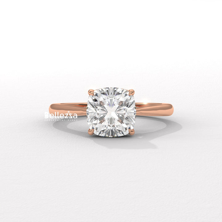 1.50-2.50CT Cushion Cut Diamond Hidden Halo Lab Grown Engagement Ring