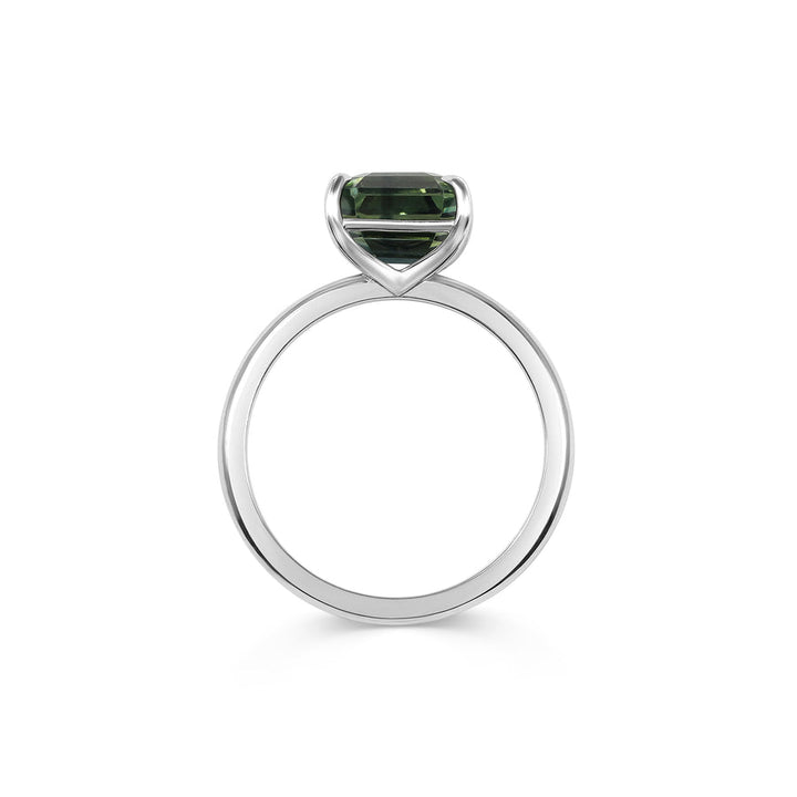 2.50CT Unheated Parti Emerald Cut Sapphire Solitaire Lab Grown Engagement Ring