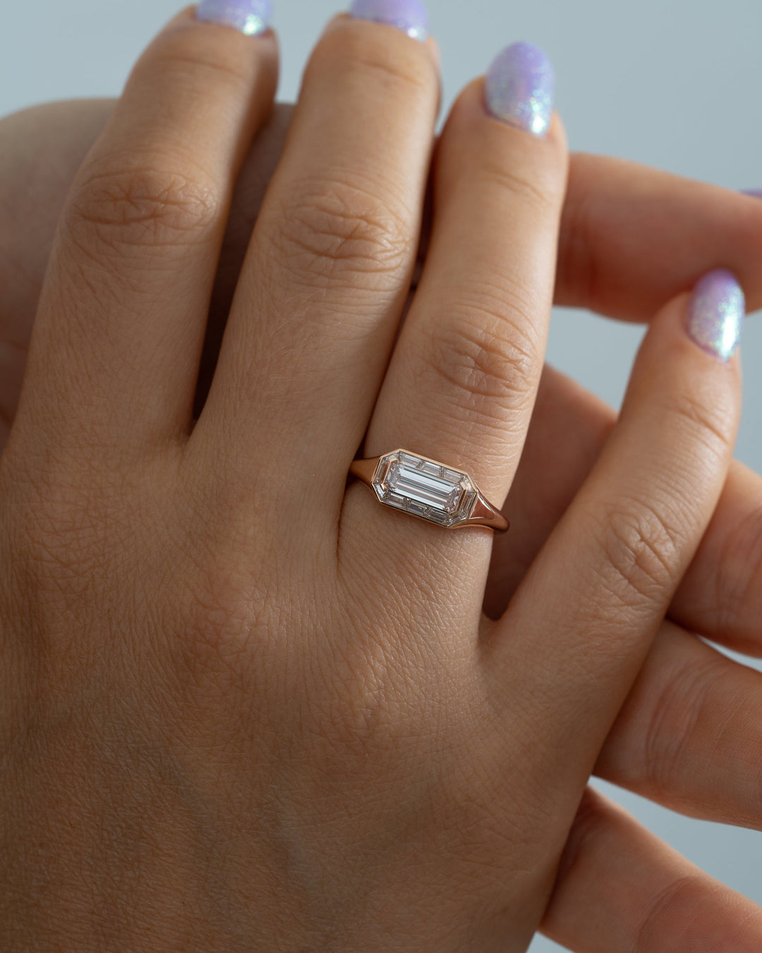 1.0CT Fancy Light Pink Emerald Halo Setting Lab Grown Engagement Ring