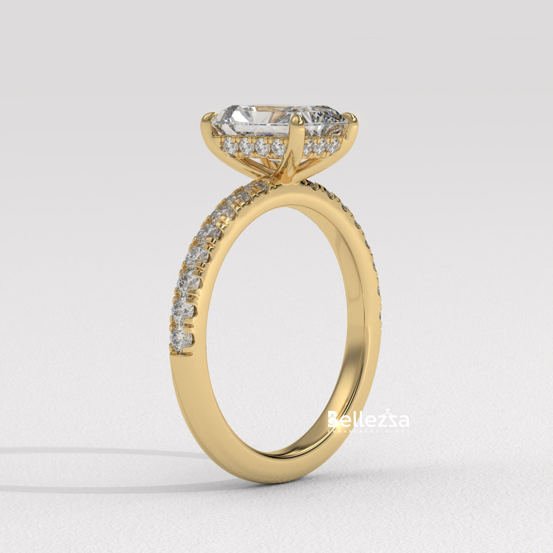 1.50-2.50CT Radiant Cut Hidden Halo Lab Grown Engagement Ring
