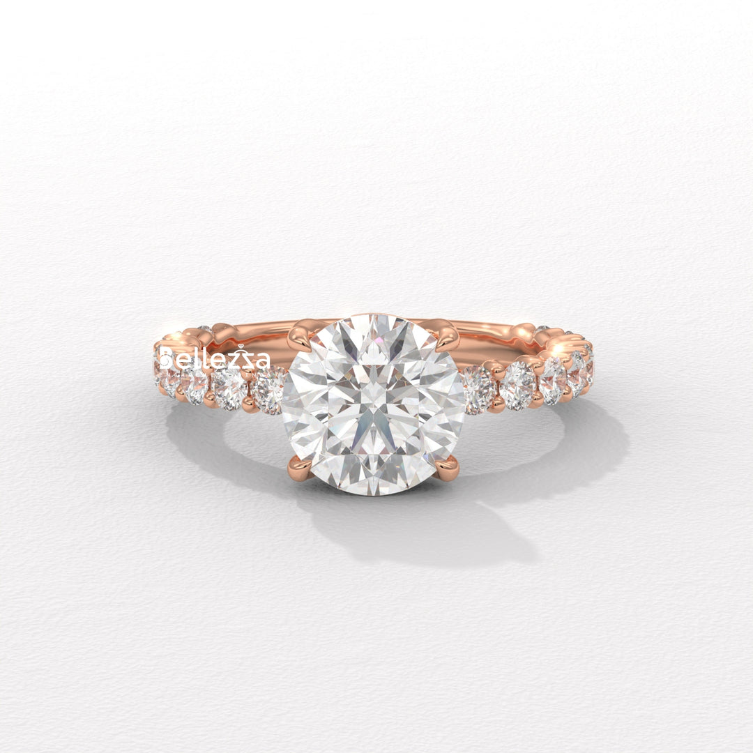 1.50-2.50CT Round Cut Pave Setting Lab Grown Engagement Ring