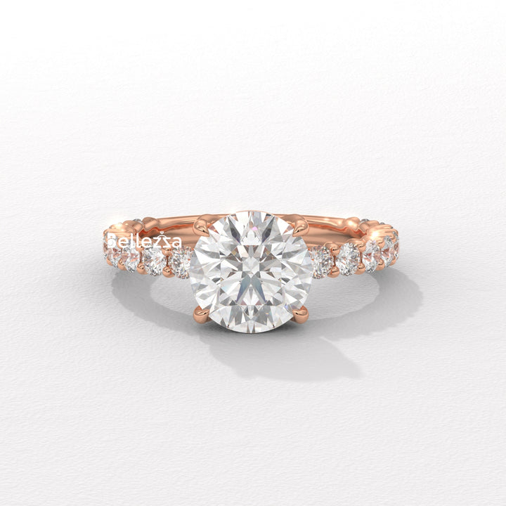 1.50-2.50CT Round Cut Pave Setting Lab Grown Engagement Ring