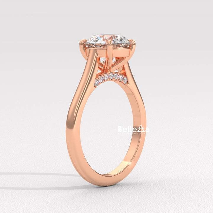 1.0-2.0CT Round Cut Hidden Diamond Lab Grown Engagement Ring