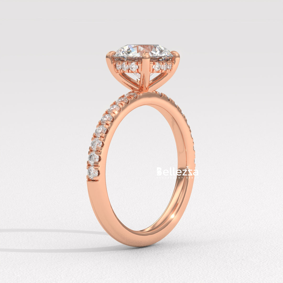 1.50-2.50CT Round Cut Hidden Halo Lab Grown Engagement Ring