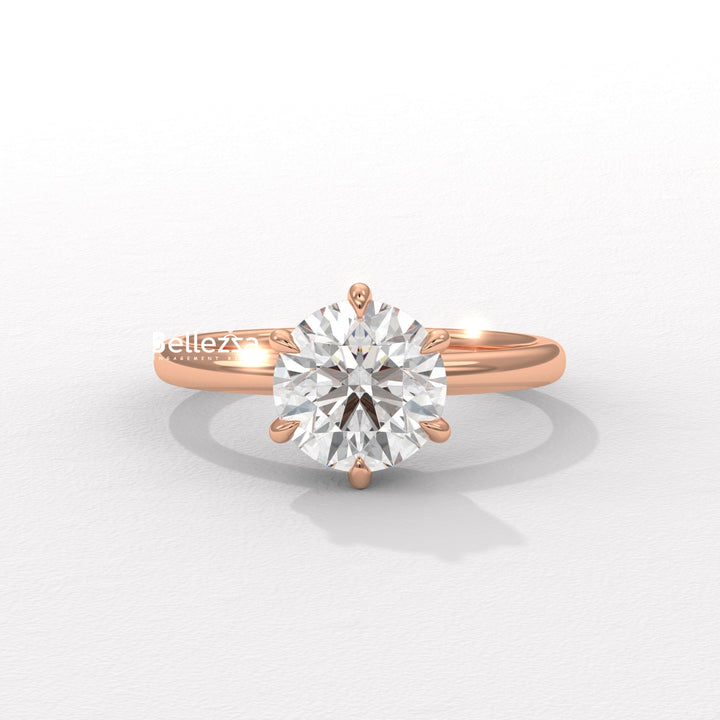 1.0-2.0CT Round Diamond Solitaire Setting Lab Grown Engagement Ring