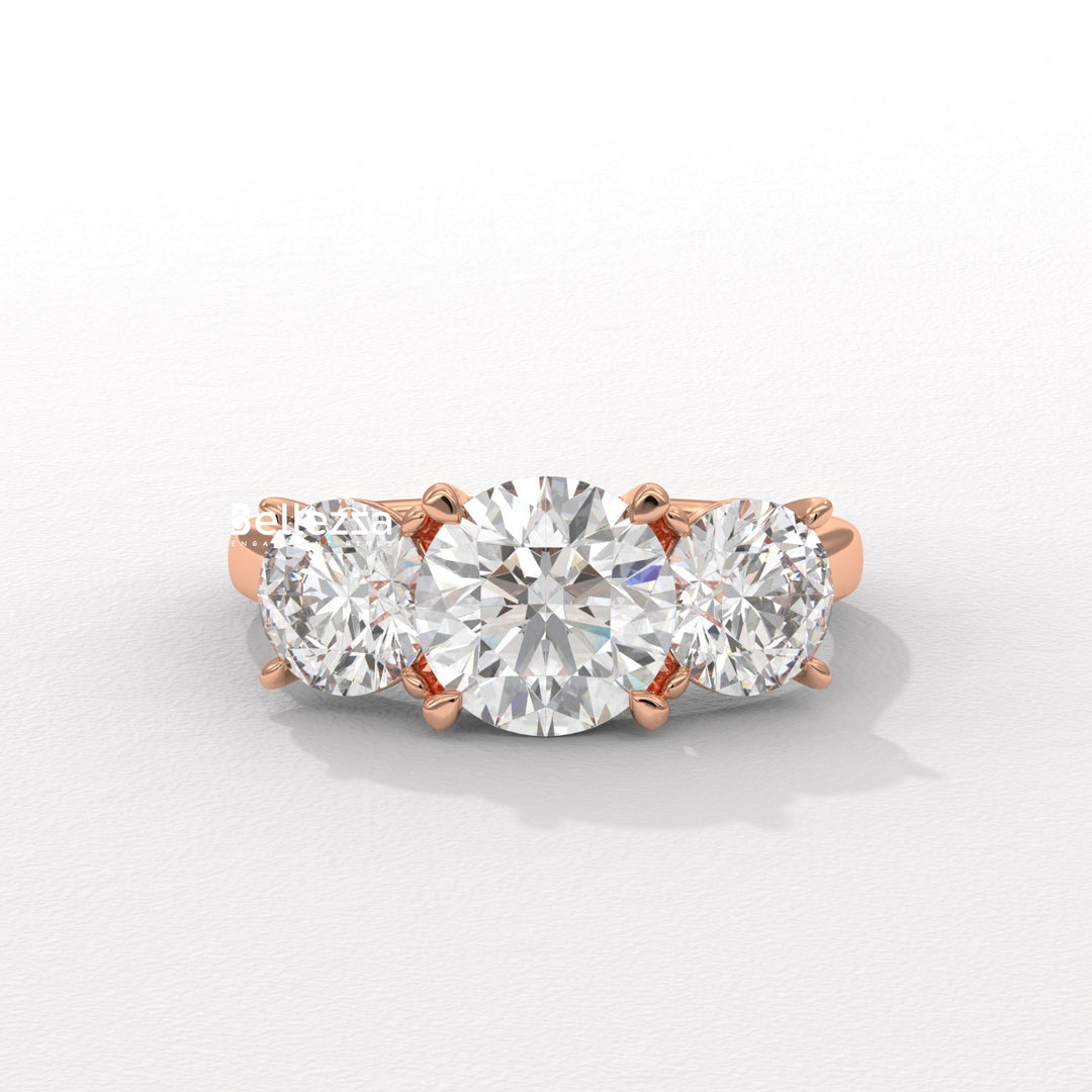1.50-2.50CT Round Diamond Three Stone Lab Grown Engagement Ring