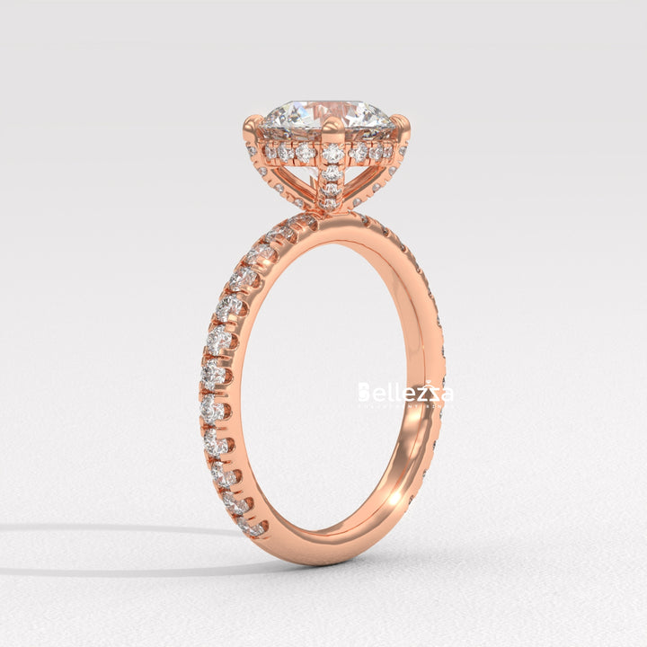 1.50-2.50CT Round Cut Lab Grown Diamond Pave Setting Engagement Ring