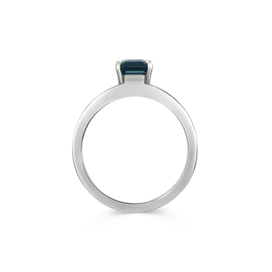 1.50CT Teal Blue Sapphire Emerald Cut Split Shank Lab Grown Engagement Ring