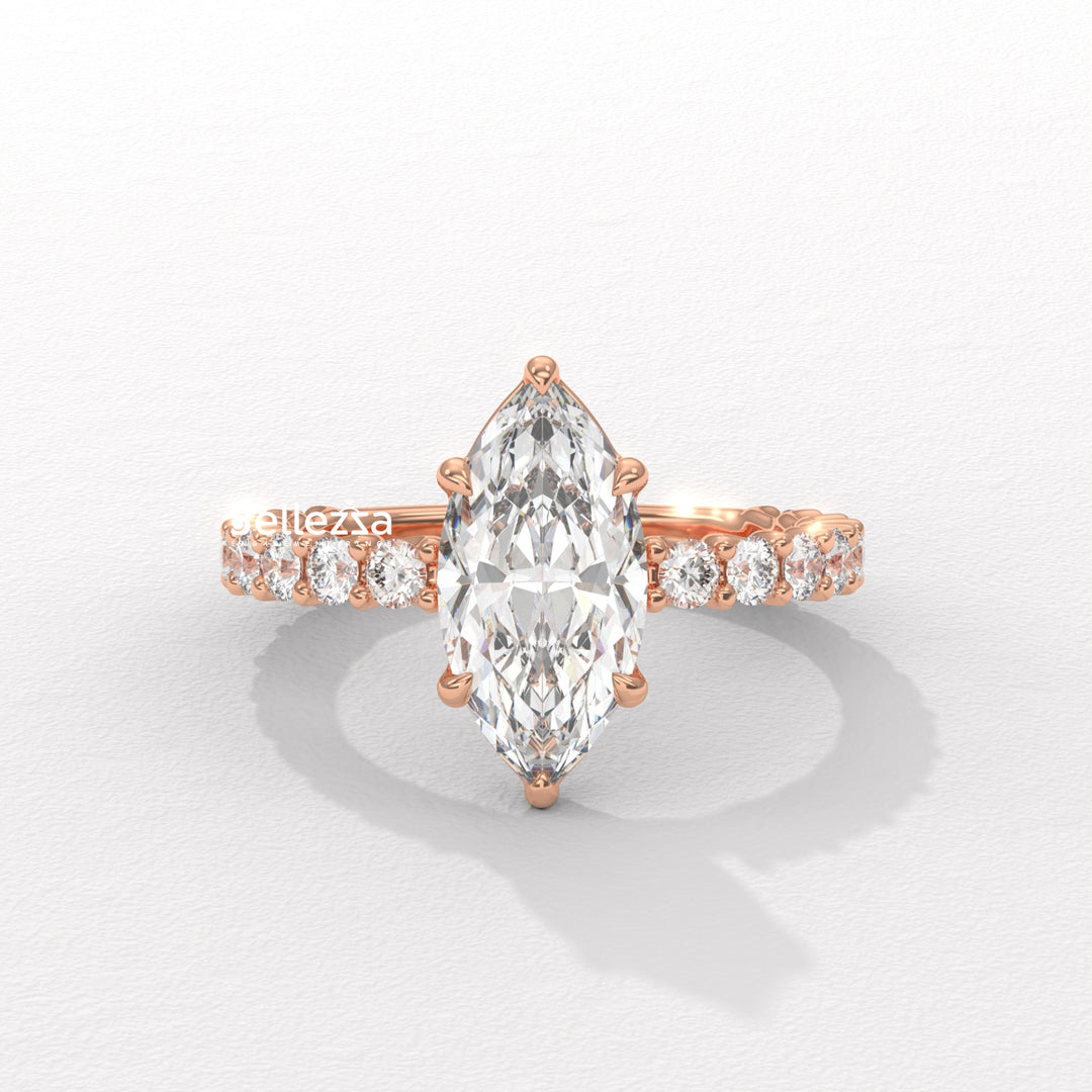 1.50-2.50CT Marquise Cut Pave Setting Lab Grown Engagement Ring