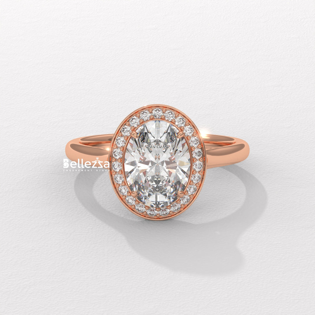 1.50-2.50CT Oval Cut Lab Grown Diamond Halo Setting Engagement Ring