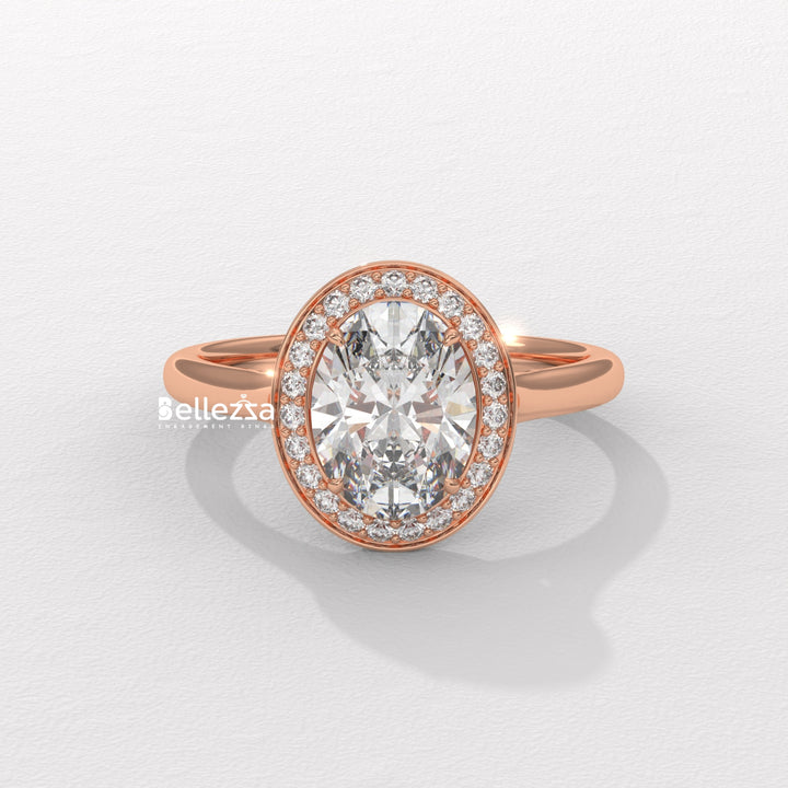 1.50-2.50CT Oval Cut Lab Grown Diamond Halo Setting Engagement Ring