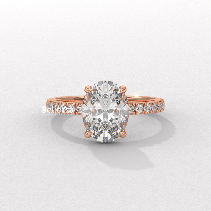 1.50-2.50CT Oval Diamond Hidden Halo Lab Grown Engagement Ring