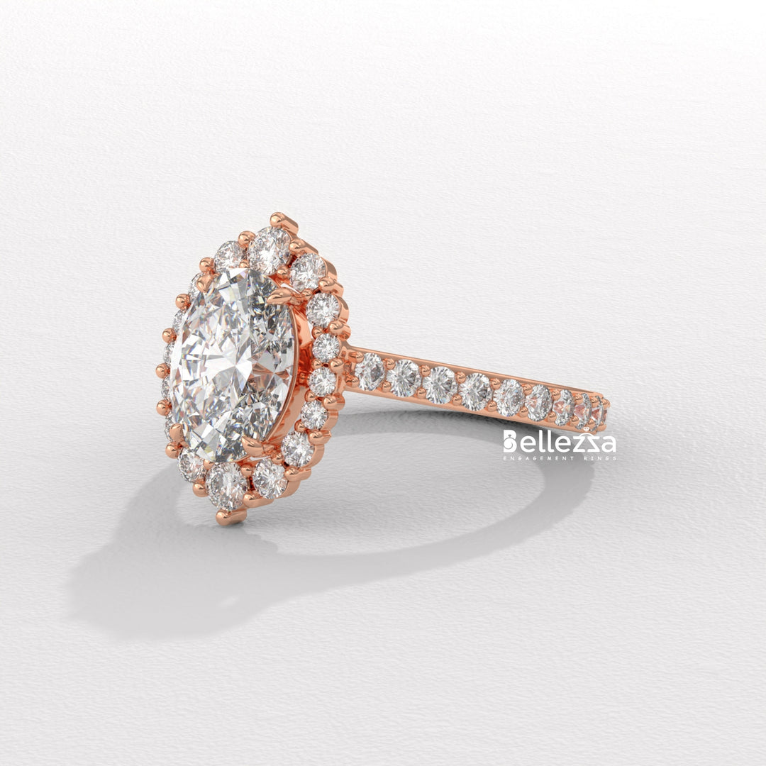 1.50-2.50CT Oval Cut Lab Grown Diamond Cluster Setting Engagement Ring