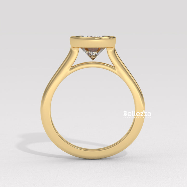 1.0-2.0CT Oval Diamond Bezel Setting Solitaire Lab Grown Engagement Ring