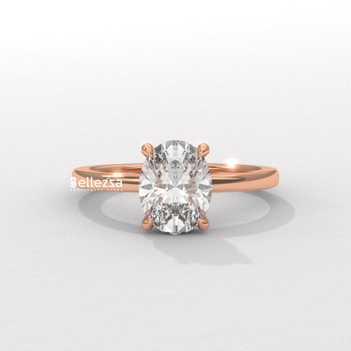 1.50-2.50CT Oval Diamond Hidden Halo Lab Grown Engagement Ring