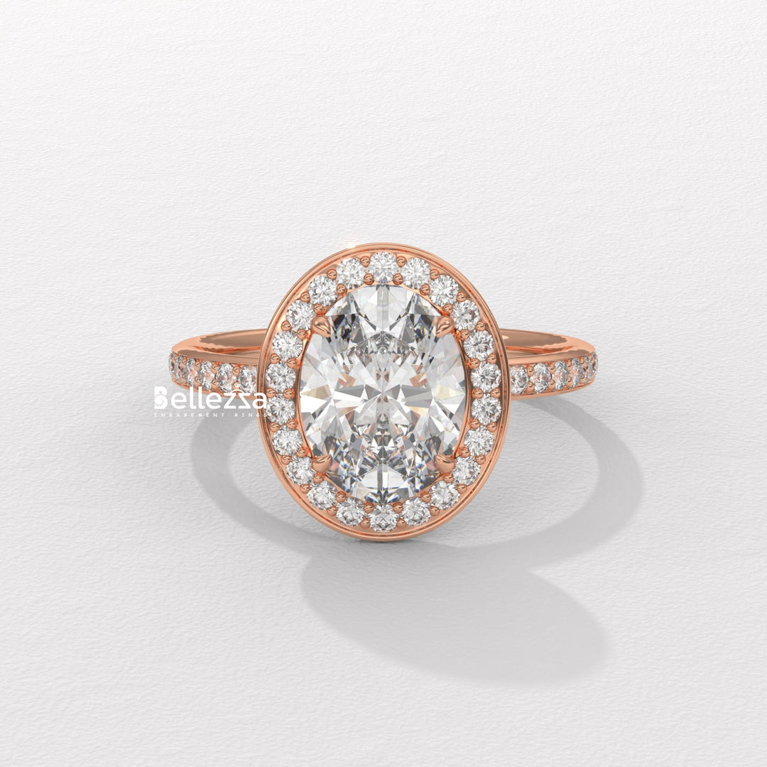 1.50-2.50CT Oval Cut CVD Diamond Halo Setting Engagement Ring