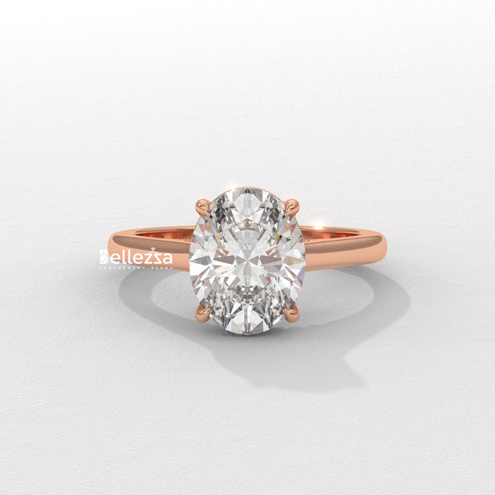 1.50-2.50CT Oval Cut CVD Diamond Hidden Diamond Engagement Ring