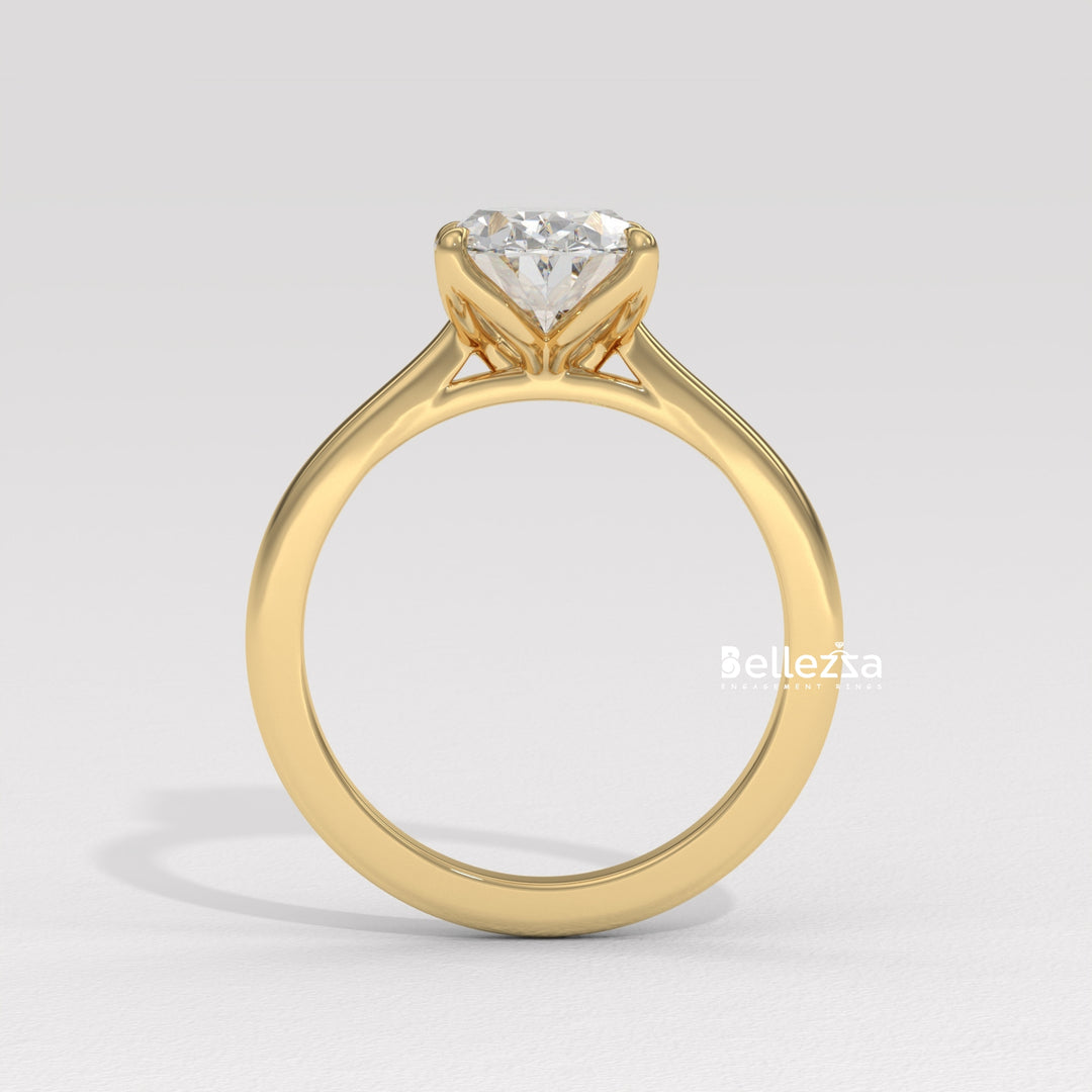 1.0-2.0CT Oval Diamond Solitaire Setting Lab Grown Engagement Ring