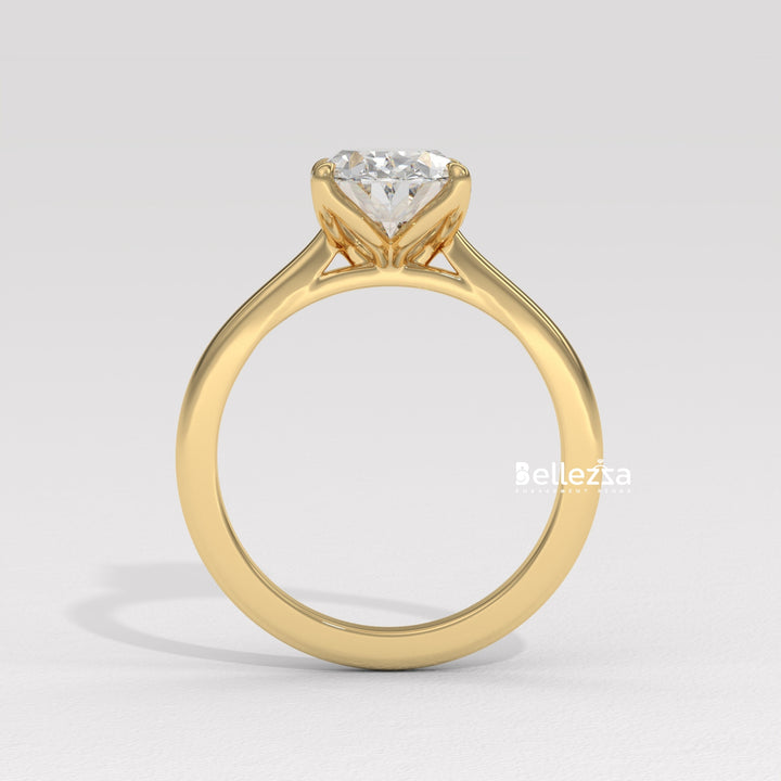 1.0-2.0CT Oval Diamond Solitaire Setting Lab Grown Engagement Ring