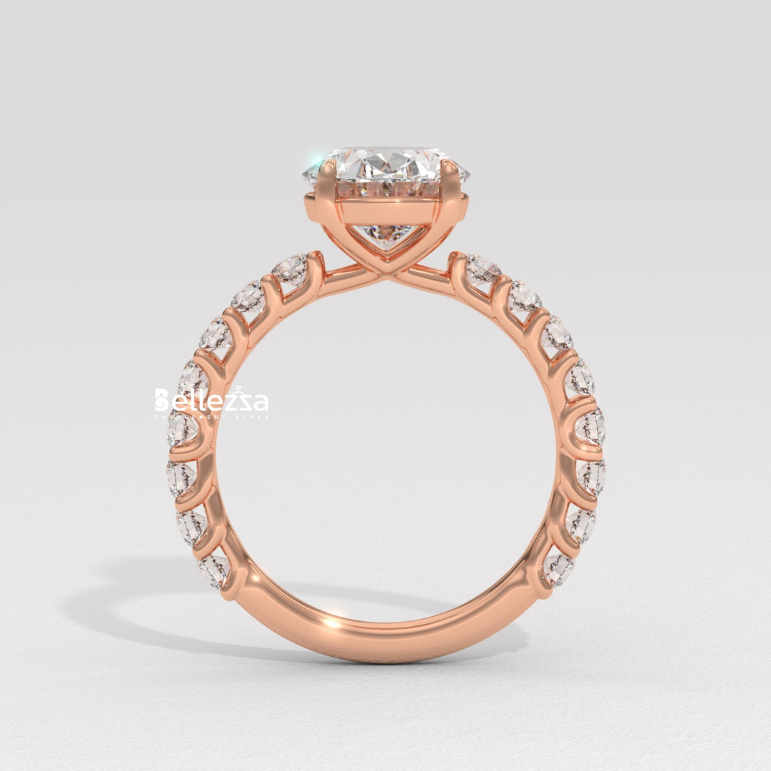 1.50-2.50CT Oval Cut Pave Setting Lab Grown Engagement Ring