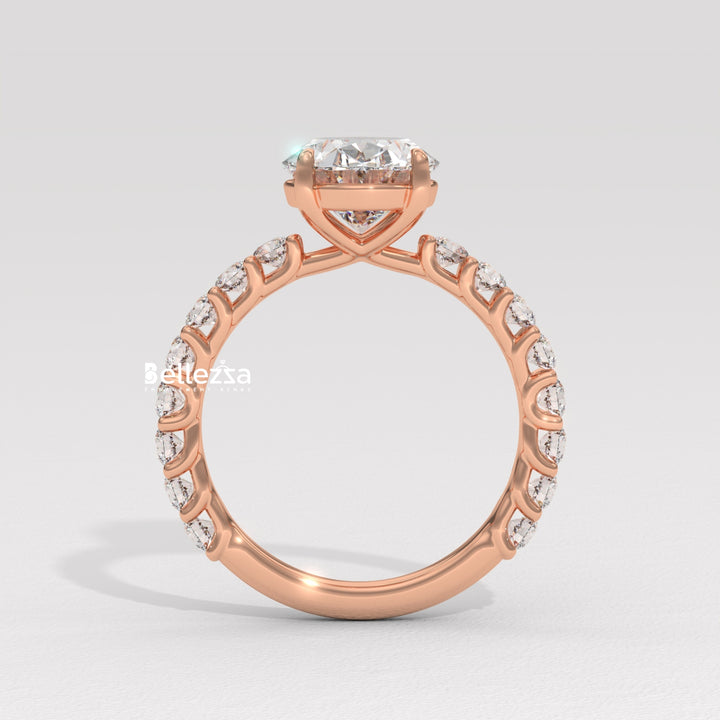 1.50-2.50CT Oval Cut Pave Setting Lab Grown Engagement Ring