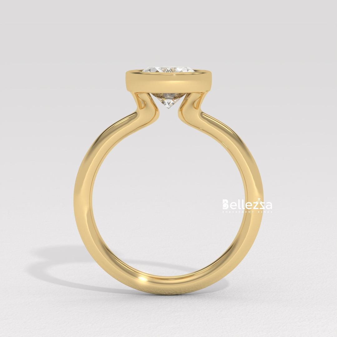 1.50-2.50CT Oval Diamond Bezel Setting Lab Grown Engagement Ring